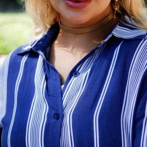 Conjunto camisa listrada com top cor azul